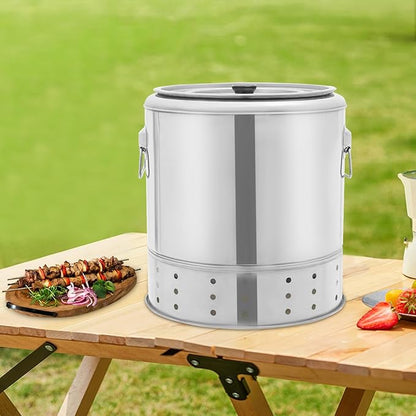 Portable Barbecue Charcoal Barrel Grill Stainless Steel Portable Compact BBQ Charcoal Grill Barrel Charcoal Grill for Camping Picnics Parties Beaches (Capacity: 20 Skewers)
