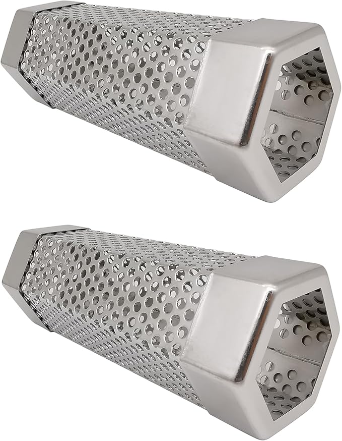 Smoker Smoke Tube Box for Pellets Grill, 304 Stainless Steel BBQ Cold Smoker Generator Tube, 2.5 Hours of Billowing Hot or Cold Smoking - 6" Hexagon - 2 Pack