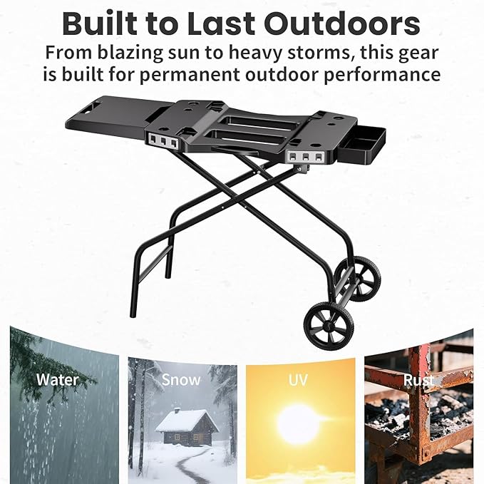 Hisencn Foldable Grill Cart for Ninja Woodfire Outdoor Grill OG700 Series OG701 OG751 OG705 OG750 & Blackstone 22" | Portable BBQ Stand with Wheels, Side Table & Storage Basket