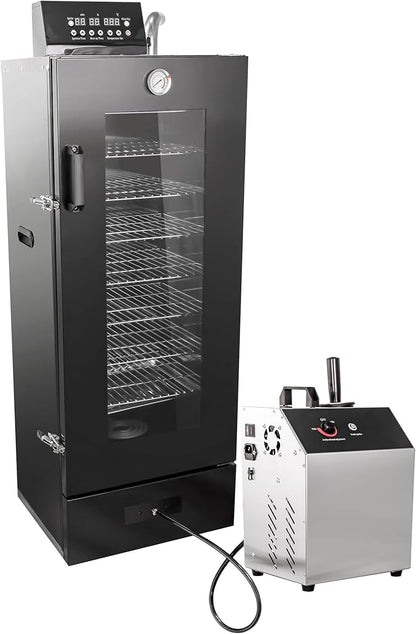 CLIVIA 8-Layer Electric Smoker with View Window, 1600W Vertical Digital BBQ Smoker, Front Loading Wood Chip Tray, 0-24H Timer & 86-257°F Temp Control, Meat Smoker for Jerky, Sausage, Fish (DSH-S45D)