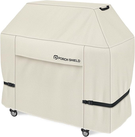Porch Shield 54W x 24D x 46H inch Premium Gas Grill Cover Up to 52 inch, Waterproof and Fade Resistant 600D BBQ Covers for Weber, Brinkmann, Char-Broil and More, Light Tan