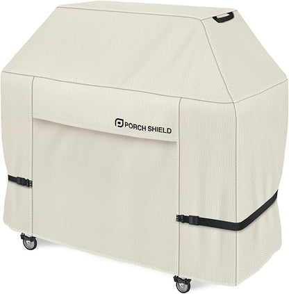 Porch Shield 64W x 24D x 48H inch Premium Gas Grill Cover Up to 64 inch, Waterproof and Fade Resistant 600D BBQ Covers for Weber, Brinkmann, Char-Broil and More, Light Tan