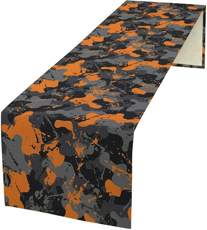 Army Camouflage Table Runner Teens Camo Kids Boys Girls Colorful Vintage Retro Style Print Table Runners for Party Kitchen Dining Banquet 13x90 Inch