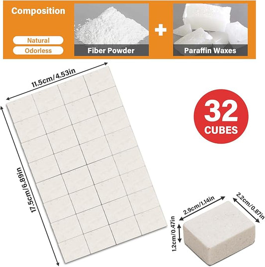 HGD Natural Fire Starters for Outdoor: 32 Cubes Fire Starter Campfire Fireplace Charcoal Wood Stove Chimney Fire Pit Grill Smoker Indoor Outdoor Use White