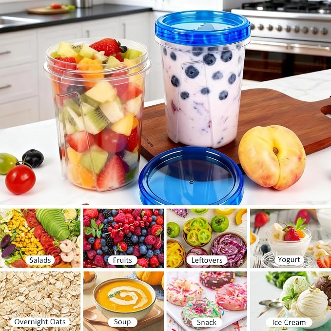 8 Pack 34oz Soup Freezer Storage Containers with Twist Lids for Meal Prep | BPA-Free Reusable Plastic, Quart Food Containers with Screw on Lids for Soup, Broth, Chili, Stew, Leftovers, Freezer Storage