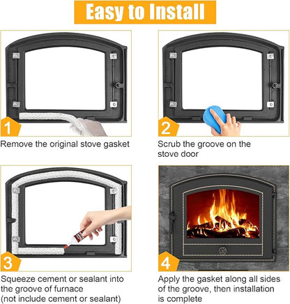 Criditpid 1-00-00888-10 Door Gasket for Harman P68, P43, P61, P38, PC45, Advance, Accentra 52i, P35i, Absolute 63 Pellet Stoves & Harman 300i Wood Stoves, Ash Pan Seal Stove Gasket Rope Replacement