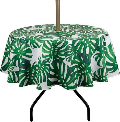 EHouseHome Outdoor Indoor 70inch Round Tablecloth with Umbrella Hole and Zipper, Waterproof Zippered Patio Table Cloths, Spring/Summer Table Covers for Backyard Circular Table/BBQs/Picnic