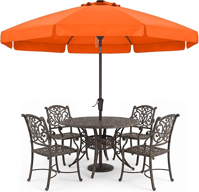 ABCCANOPY 10ft Scalloped Patio Umbrella, Outdoor Table Umbrella with Tilt and Crank, Fiberglass Ribs Deck Umbrella for Patio, Pool, Garden, Picnic (Orange)