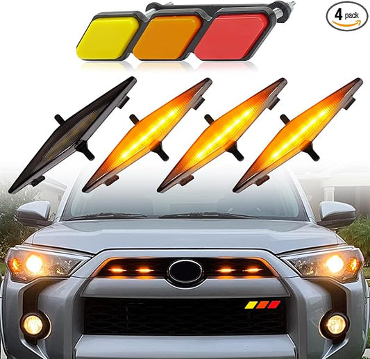 Amber Led Grill raptor Lights for 2014-19 Toyota 4runner emblems | Trd Pro SR5 Off-Road Limited Grille Grills Light, Raptor Lights for 4Runner TRD Pro 2020 2021 2022 2023 2024
