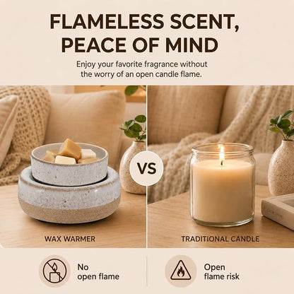 Wax Melt Warmer, Ceramic Candle Melter Melting Wax 3-in-1 Oil Burner Electric Fits Yankee Large Jar, Scented Candle Holder for Home Decor Gifts for Mom Grandma Women Girls