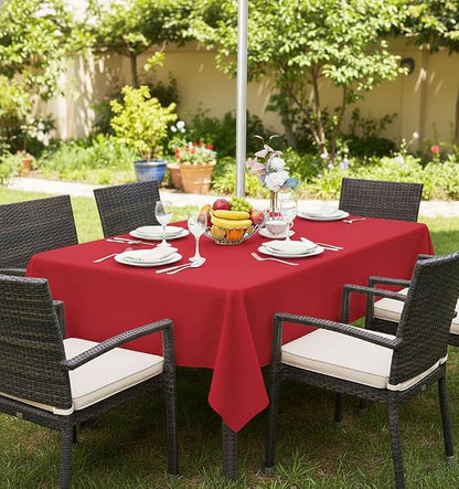 Fitable Square Outdoor and Indoor Tablecloth, Red, 70 x 70 Inch | Washable Waterproof Wrinkle Free Table Cover, Zipper and Umbrella Hole, For Spring Summer Party Picnic Camping Patio