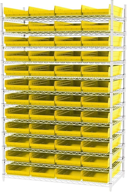 Akro-Mils 30174 Heavy Duty Plastic Shelf Bins, 24"x 11"x 4", Yellow, 6-Pk | Heavy Duty Nesting Storage Bins for Garage, Closet, Refrigerator, Kitchen, Cabinet, Drawer Organization, Pantry Organization