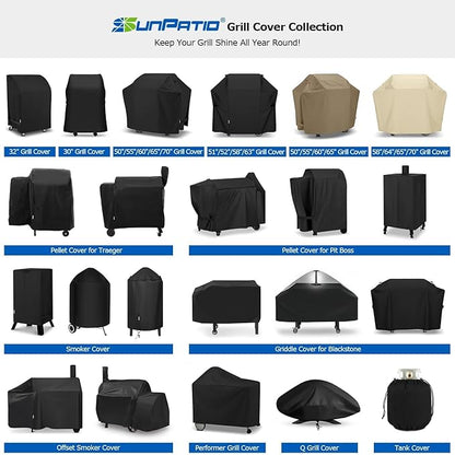 SunPatio Heavy Duty Waterproof Grill Cover Compatible for Weber, Big Green Egg, Char-Broil 22 Inch Charcoal Kettle Grills, Outdoor FadeStop BBQ Cover, Compared to Weber 7150, 27.5" Dia x 38" H