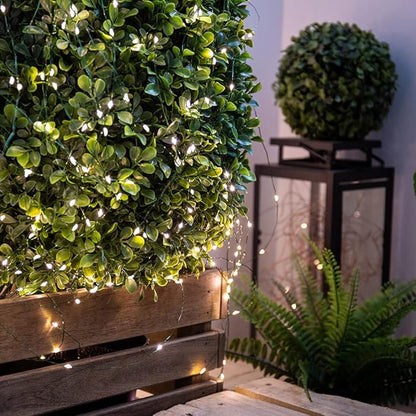 66FT Plug in Fairy Lights Warm White Green Wire LED String Lights 200 LED with Remote 8 Modes for Living Room, Christmas Tree, Patio, Garden, Wedding, Backyard
