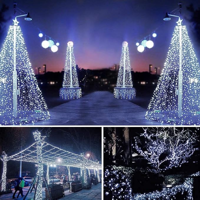 105ft 300 LED Christmas String Lights, End-to-End Plug 8 Modes | UL Certified - Outdoor Indoor Fairy Lights for Christmas Tree, Patio, Garden, Party, Wedding, Holiday (Cool White)