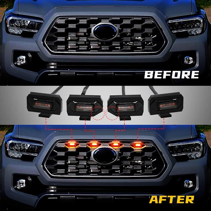 Grill Light For Tacoma TRD Off Road 2020 2021 2022,Smoked Shell Amber LED Front Grille Lights For Tacoma TRD Sport