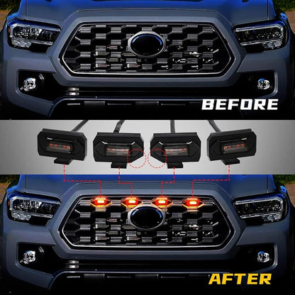 Grill Light For Tacoma TRD Off Road 2020 2021 2022,Smoked Shell Amber LED Front Grille Lights For Tacoma TRD Sport