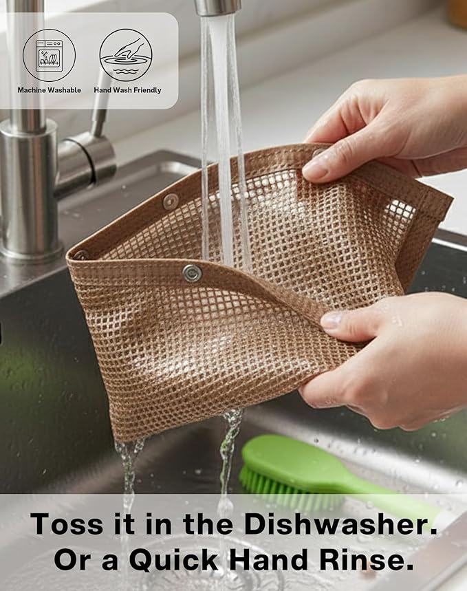 Mesh Grill Bags for Outdoor Grill – Reusable PTFE Non-Stick Grilling Pouch for Easy Cleanup, Grilling Bags for Vegetables, Fish & Smoker Accessories – Dishwasher Safe, 2Pcs