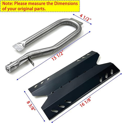 Kit DG186 Replacement for Members Mark BQ05046-6, BBQ Pro BQ05041-28, BQ51009, Sam's Club, Outdoor Gourmet BQ05037-2, BQ05046-6A Gas Grills, Burner Tube, Porcealain Steel Heat Plate, 3pk