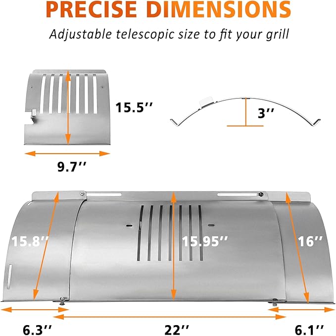 Flame Broiler Kit for Pit Boss Pellet Grills 1600/1150/1000/850/820/700, Heavy-Duty Flame Broiler Cover Kit, Main Plate Slider, Slide Adjust 23-32 Inches, Replacement Parts for Pit Boss Smoker