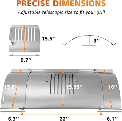 Flame Broiler Kit for Pit Boss Pellet Grills 1600/1150/1000/850/820/700, Heavy-Duty Flame Broiler Cover Kit, Main Plate Slider, Slide Adjust 23-32 Inches, Replacement Parts for Pit Boss Smoker