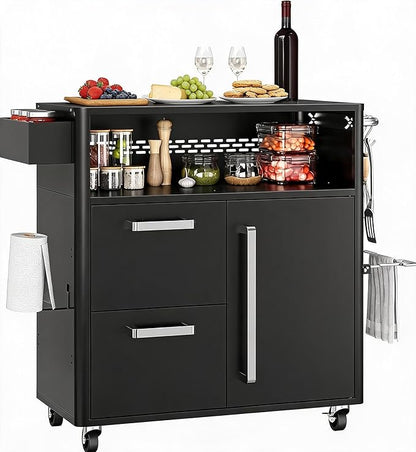 Heavy Duty Outdoor Grill Cart with Stainless Steel Prep Table, Lockable Wheels, Spacious Storage Cabinet, and Island Table Design for Patio or Kitchen Use