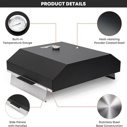 Stanbroil Pizza Oven Attachment for Blackstone 36 Inch Griddle | 17.7" x 13.7" Pizza Stone, Side Panels & Temperature Gauge, Outdoor Pizza Cooking Upgrade