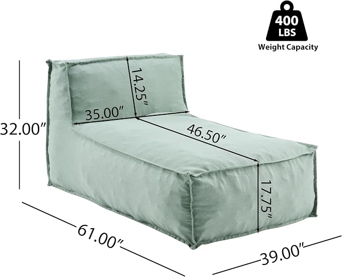 Christopher Knight Home Natty Outdoor Bean Bag Chair Set of 2, Fabric Bean Bag Chair for Adults and Kids, Indoor/Outdoor Sun Lounger, Patio Lounge Chair Set of 2, Mint