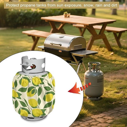 Lemon Propane Tank Cover Fits Standard 20 lb Tank Cylinde Travel Trailer Propane Covers with Elastic Slip in Gas Cover Water & Wear-Resistant for Outdoor and Indoor Use