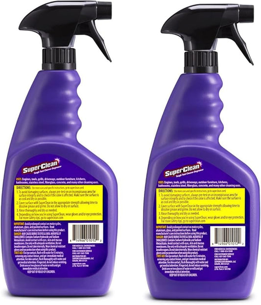 SUPERCLEAN Cleaner/Degreaser: Water-Based, Trigger 32oz Spray Bottle, 2 Pack