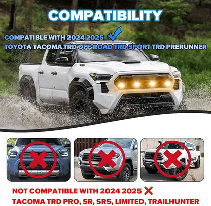 4-in-1 RGB Front Grill Lights Fit for Tacoma TRD Sport/Off-Road 2024 2025 | APP Control, 8 Lighting Modes, with Fuse Adaptor, LED Grille Light Bar Compatible with Tacoma TRD Sport/Off-Road/Prerunner
