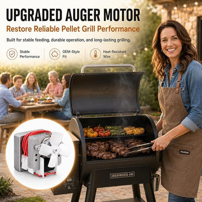 Hisencn Upgraded 2.0 RPM Auger Motor for Traeger/Pit Boss/Camp Chef Grills | Universal Auger Motor 120V, 60Hz, 2 Pole, for Oklahoma Joe's and Z Grills, Durable Outdoor BBQ, Easy Installation