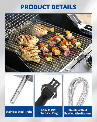 1.18" RTD Probe for Pit Boss Copperhead, PT1000 – PBVXP1 | Replacement Internal Sensor for Pit Boss Copperhead 3/4/5/7 Vertical Pellet Smokers. Accurate Grill Temperature Readings