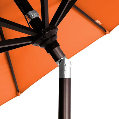 California Umbrella 12-Year-Non-Fading, 9Ft Premium Sunbrella Patio Umbrella, Hand-Crank, Button-Tilt, Bronze Frame, Tuscan Fabric