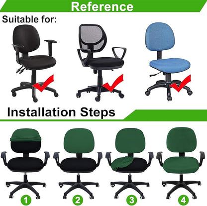Smiry Office Computer Chair Covers for Desk Rotating Chair Protector | Stretch Jacquard Removable Washable Universal Slipcovers, Seat + Backrest Cover, Emerald Green