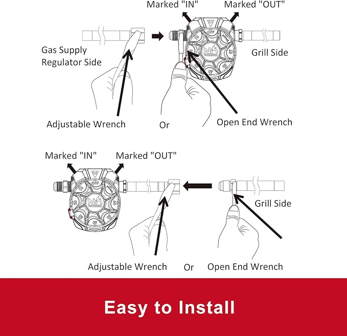 NO WORRIEZ Bypass Propane & Natural Gas Timer, 3/8" Flare, Fixed Hose | Safety Auto Shut Off, 80,000 BTU, Fits Outdoor Grill, Fire Pit, Pizza Oven, BBQ, Smoker, Turkey Fryer, Mechanical Valve