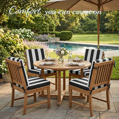 California Umbrella Outdoor Dining Chair, Set of 4 Patio Seat Cushions, 20 x 40 Inch, Premium Outdoor Memory Foam, Fade Resistant, Sunbrella Fabric, Fabric Ties, Cabana Classic