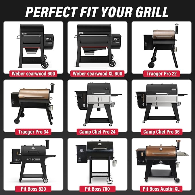 Utheer Pellet Grill Side Prep & Drink Station with Hanging Cooler, Universal Clamp-On Side Shelf, Fits Traeger Pro 22/34, Pro 575/780, Weber Searwood 600/XL 600, Pit Boss Austin XL,Camp Chef Pro 24/36