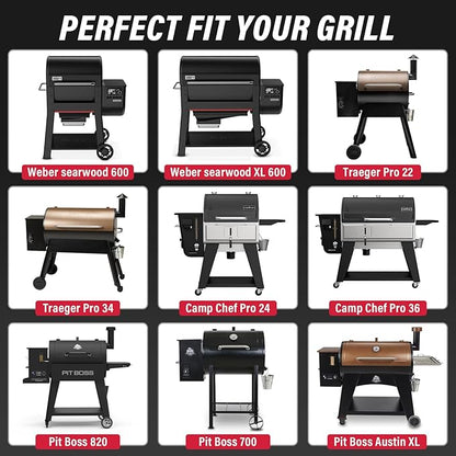 Utheer Pellet Grill Side Prep & Drink Station with Hanging Cooler, Universal Clamp-On Side Shelf, Fits Traeger Pro 22/34, Pro 575/780, Weber Searwood 600/XL 600, Pit Boss Austin XL,Camp Chef Pro 24/36