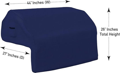 Covers & All Built-in Grill Cover for Outdoor Grill – Heavy Duty 12 oz Waterproof Built-in BBQ Grill Cover, PVC-Coated Polyester with Elastic Hem for Snug Fit (44 x 27 x 26 inches, Blue)