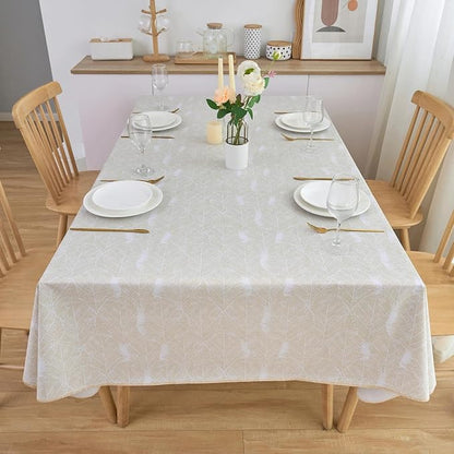LIBERECOO Heavy Duty Vinyl Tablecloth with Flannel Backing Waterproof Oil-Proof Plastic Table Cloth Stain-Resistant Wipeable Rectangle or Square Table Cover for Indoor and Outdoor 60 x 84 Inch