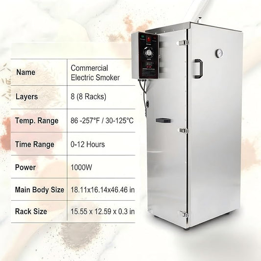 CLIVIA Electric Vertical Smoker, 8 Layers Outdoor Digital BBQ Smoker Oven with Adjustable Temperature&Time Controller, Barbecue Cooking, Grilling Smoking for Fish, Sausage, Jerky (DSH-S50B)