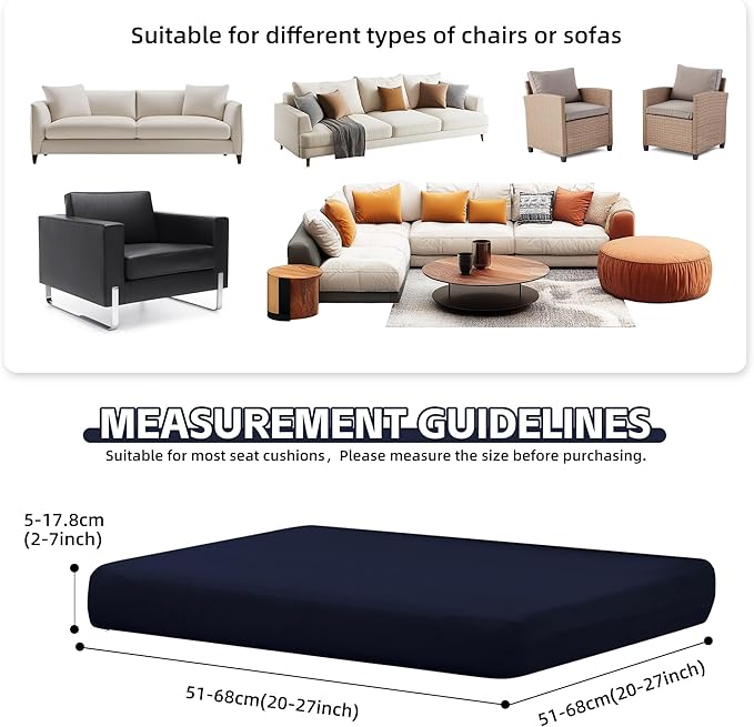 12Pcs Patio Cushion Covers, Outdoor Stretch Cushion Covers, Washable | Stretch Fit, Replacement, Washable and Reusable Furniture Protectors, Fits most patio furniture cushion covers, Cover Only