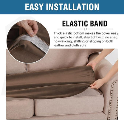 H.VERSAILTEX Velvet Stretch Individual Couch Cushion Cover Plush Slipcover for Loveseat Sofa Furniture Protector Seat Cover (1 Piece Loveseat Cushion Cover, Caramel)