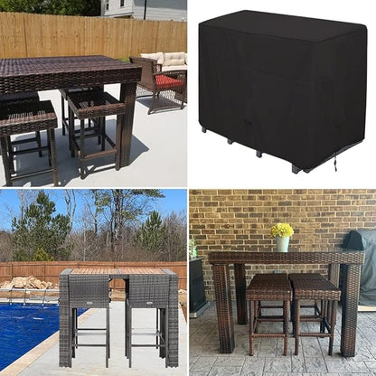 Outdoor Bar Height Dining Set Cover Heavy Duty Waterproof Patio Dining Set Cover for Rectangular 4 - Person 48'' Long Bar Height Dining Set