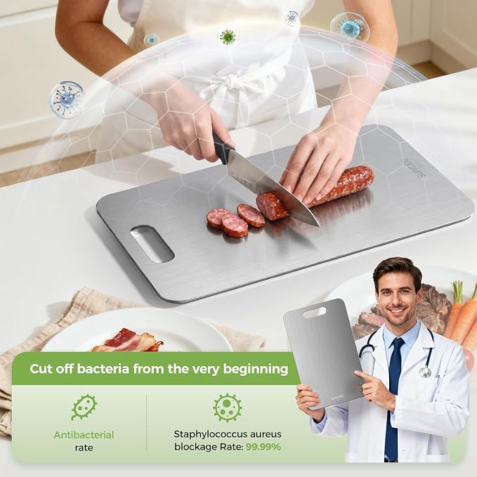 3 Piece Titanium Cutting Boards for Kitchen, Double-Sided Non-toxic Titanium Cutting Board, Dishwasher Safe Cutting Board for Meat, Vegetables, Fruits & Daily Food Prep