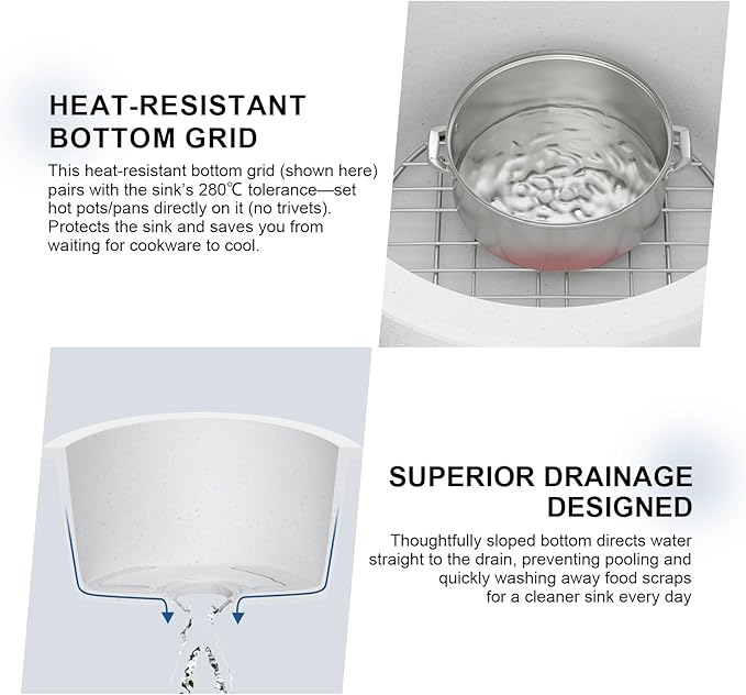 Mocoloo 18 Inch Round Bar Sink Undermount - White Granite Composite Quartz Prep Sinks Small Kitchen Sink for Island or RV