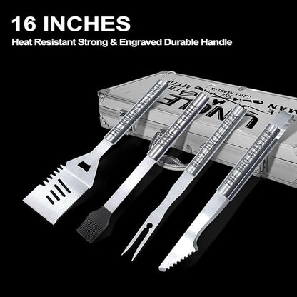 Uncle Gifts, Uncle Gifts from Niece/Nephew Heavy Duty Grilling Accessories Kit for Backyard BBQ, Thick Stainless Steel Grill Utensils with Non-Slip Handle Tool for Man on Birthday Fathers Day