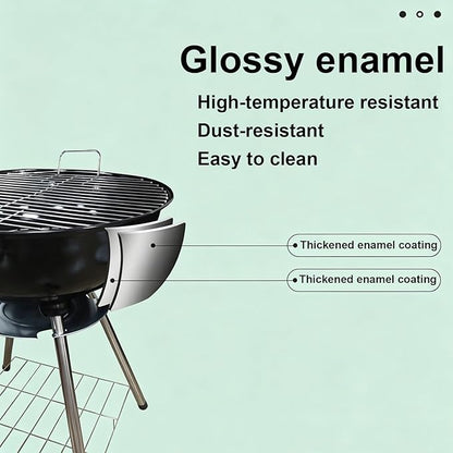 20 inch Kettle Charcoal BBQ Grill with Wheels,Portable Charcoal Grill with Porcelain-Enameled Lid,Barbecue Grill for Outdoor Cooking Barbecue Camping Picnics Tailgating