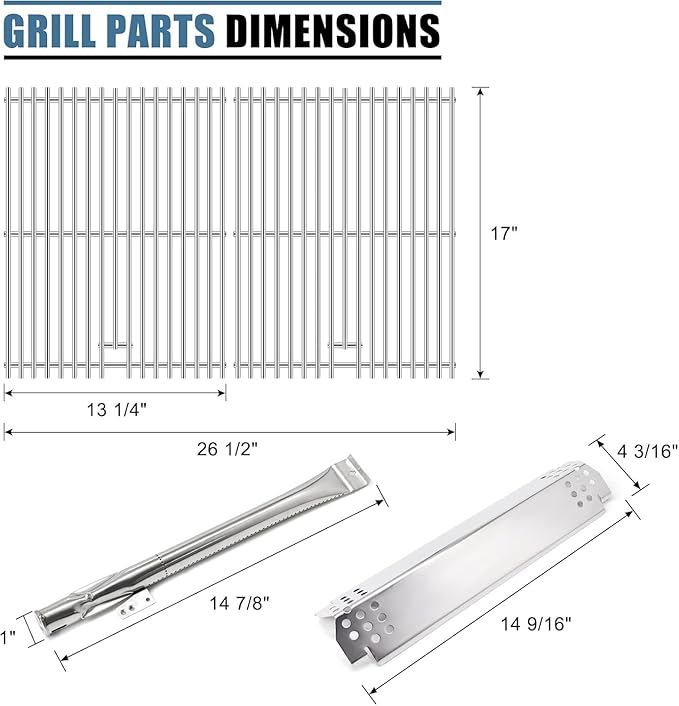 Replacement Parts for Nexgrill 720-0888N 720-0888, Grease Tray Drip Pan & Grill Grates & Flame Tamers & Burner Tubes and Ignitor for Nexgrill 5 Burner 720-0888N Grill